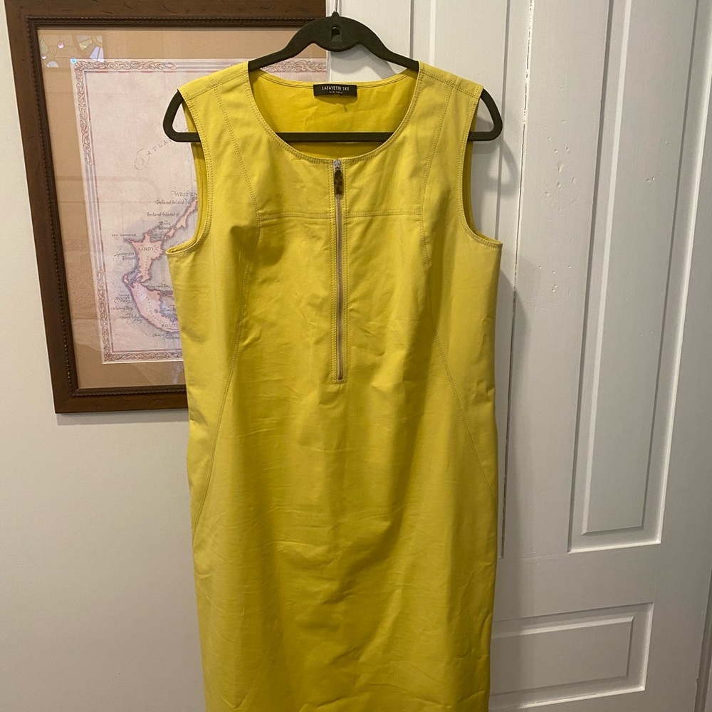 Lafayette 148 - Yellow Audren Dress in Fundamental Bi-Stretch - Size Large